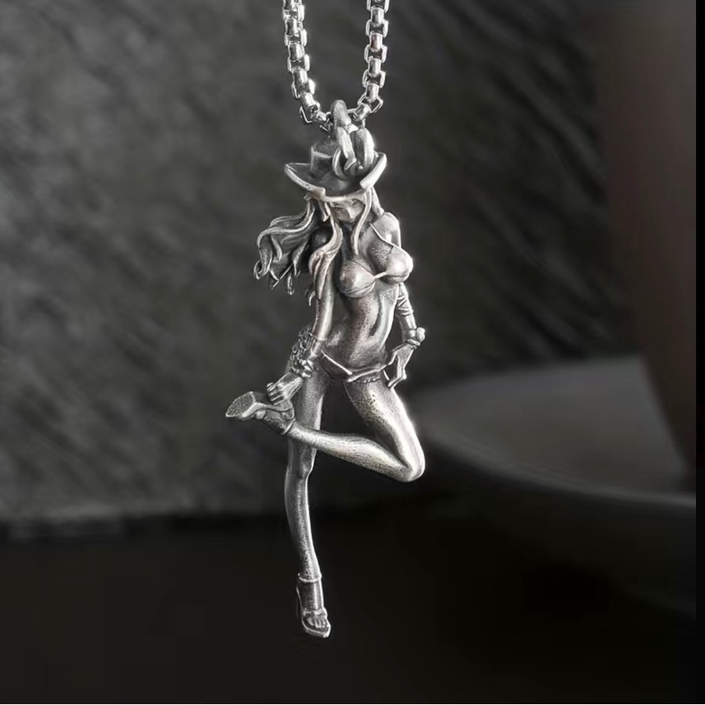 Men&Women Retro Cowboy Girl Necklace Cosplay HipHop Rock Anime Animated Necklace
